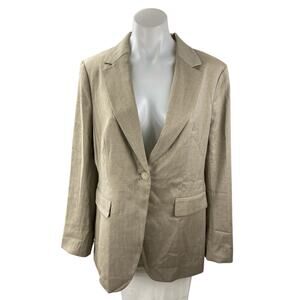 H&M Women's Beige Long Sleeve Notch Lapel One Button Blazer Coat Jacket Size M